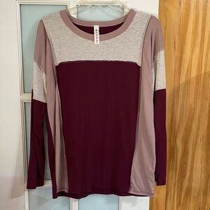 Vanilla Bay Burgundy and Beige Long Sleeve Top